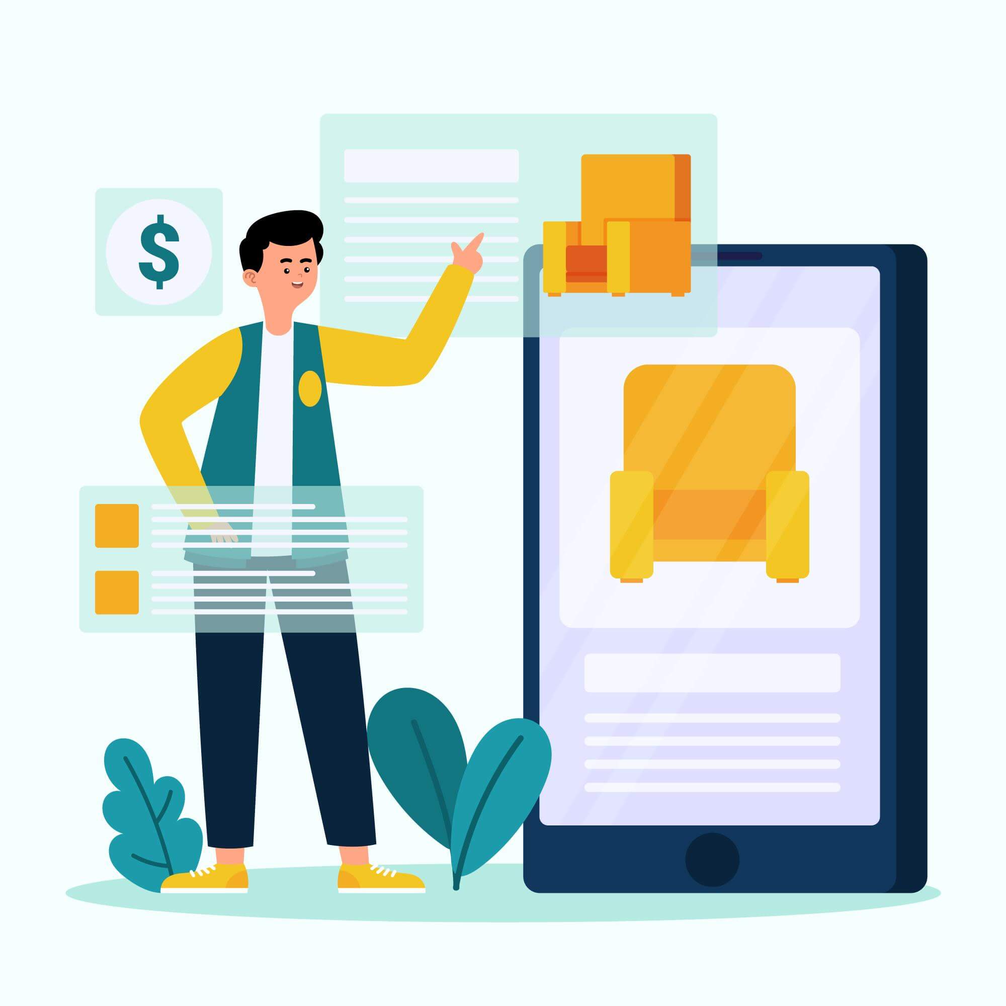 Ilustração explicando como o algoritmo do Mercado Livre organiza anúncios e define ranking de produtos no marketplace.